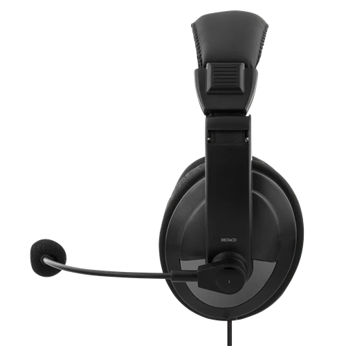DELTACO USB stereo ausinės, 40 mm, 32 omų, 20Hz-20kHz, 96dB ± 3dB, juodos / HL-57