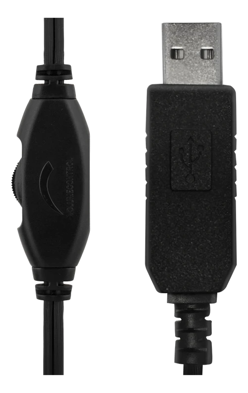 DELTACO USB stereo ausinės, 40 mm, 32 omų, 20Hz-20kHz, 96dB ± 3dB, juodos / HL-57