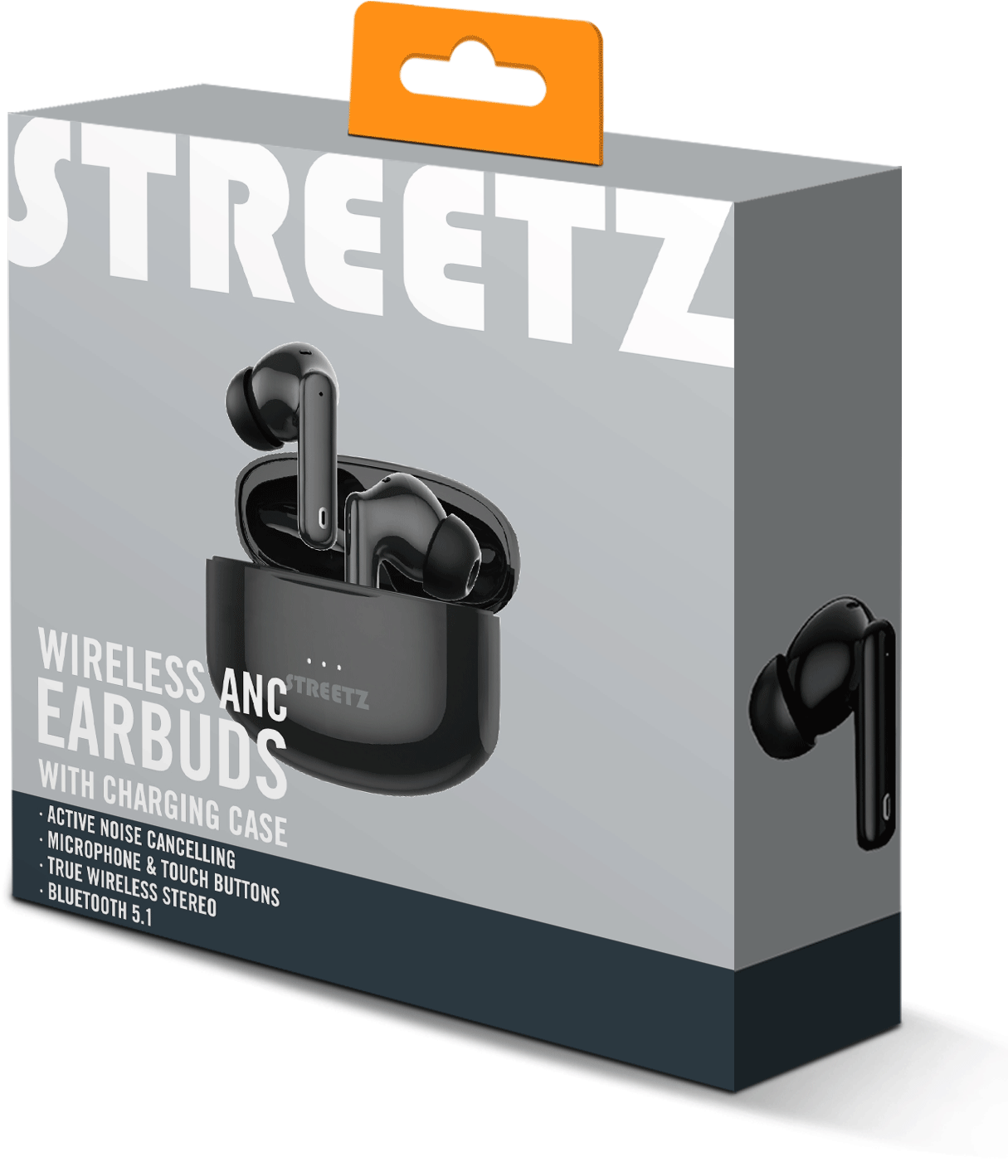 Ausinės į ausis STREETZ True Belaidės Stereo, ANC, matinė juoda / TWS-116