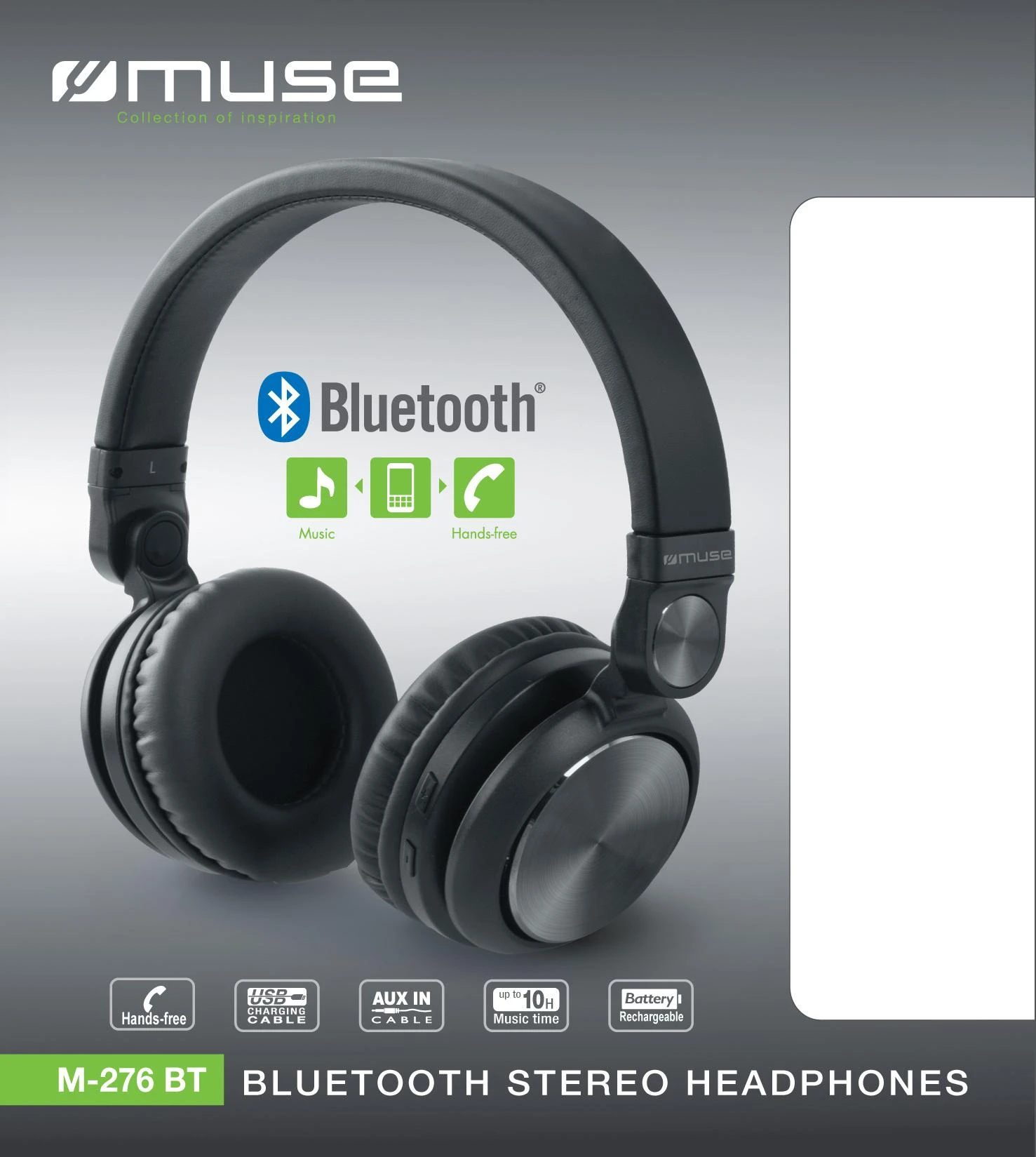Belaidės ausinės Muse M-276BT, Juodos