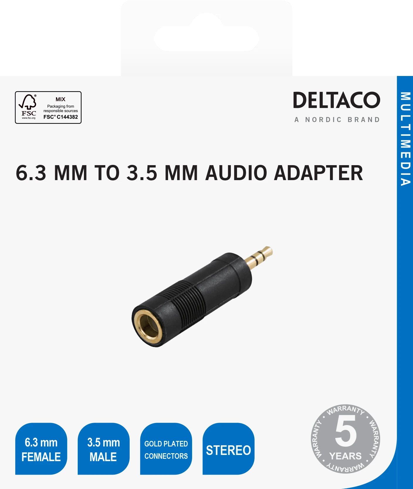 Deltaco audio adapteris 6.3mm į 3.5mm jungtis