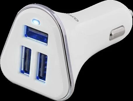 Auto įkroviklis DELTACO 5,2A, 3xUSB, baltas/sidabrinis / USB-CAR102