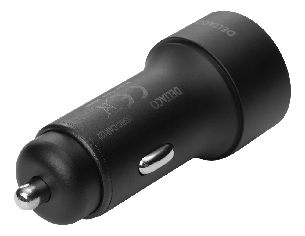 Automobilinis USB kroviklis DELTACO 1x USB-C, PD 18 W, 1x USB-A, 18 W, 36W, metalinis / USBC-CAR122