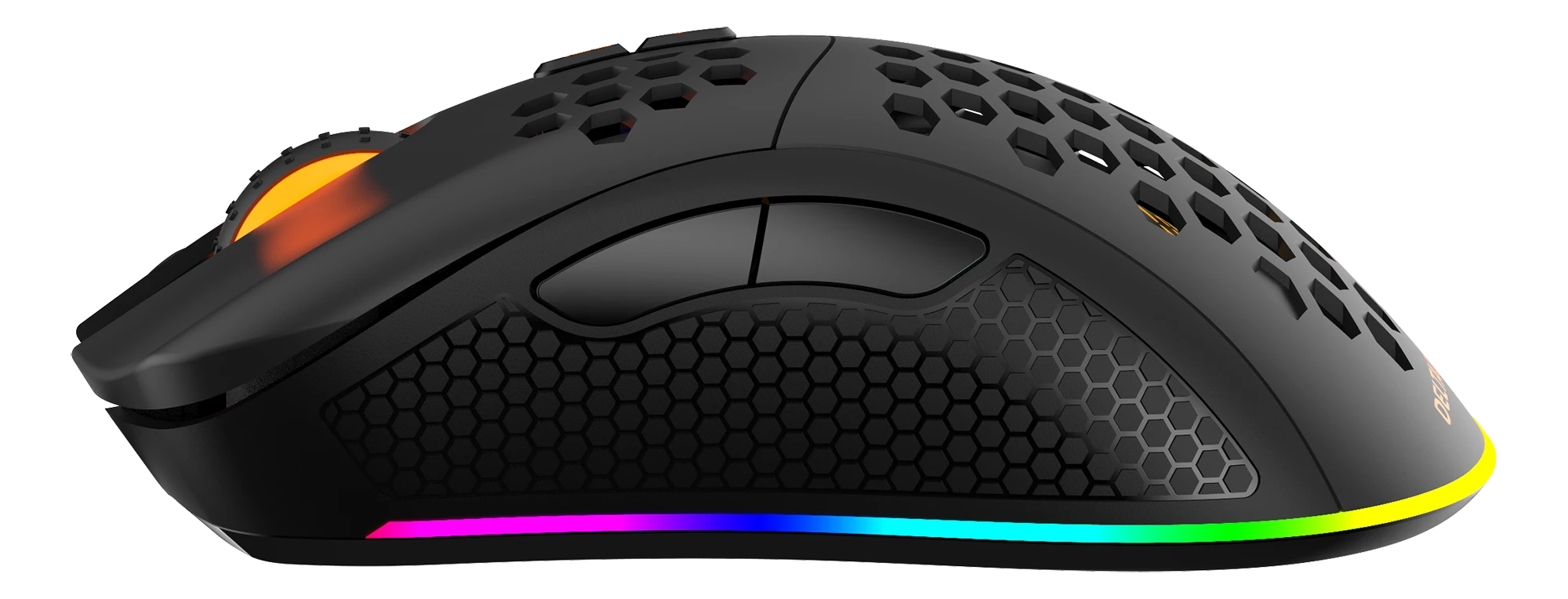 Belaidė itin lengva žaidimų pelė DELTACO GAMING DM220, 70g svorio, RGB, SPCP6651, 400-6400 DPI, 1000 Hz, juoda / GAM-120