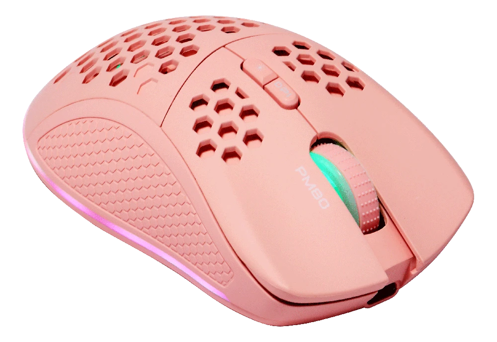 Belaidė itin lengva žaidimų pelė DELTACO GAMING Rožinis LINE PM80 70g svorio, RGB, SPCP6651, 400-4800 DPI, 1000 Hz, rožinė / GAM-120-P