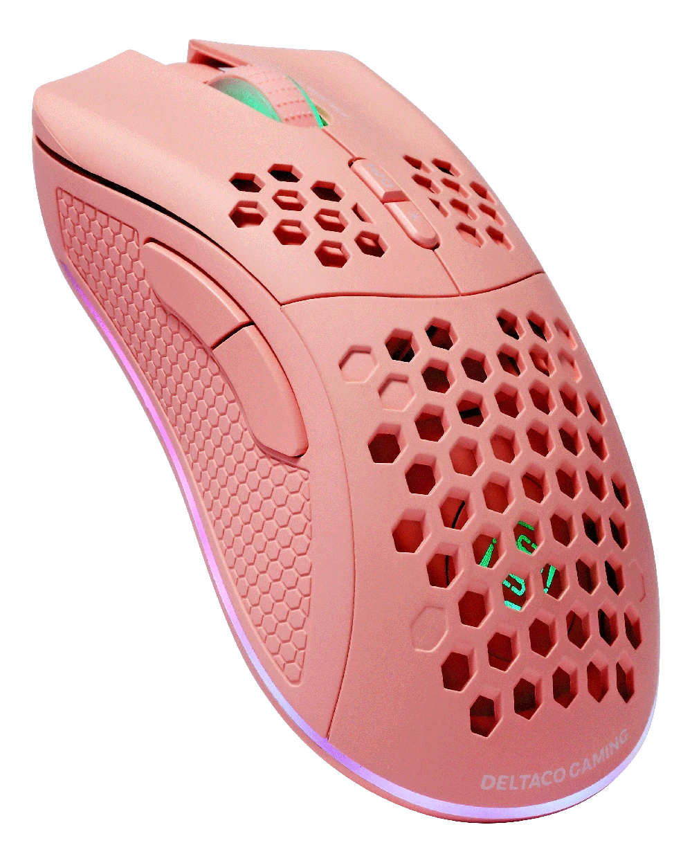 Belaidė itin lengva žaidimų pelė DELTACO GAMING Rožinis LINE PM80 70g svorio, RGB, SPCP6651, 400-4800 DPI, 1000 Hz, rožinė / GAM-120-P