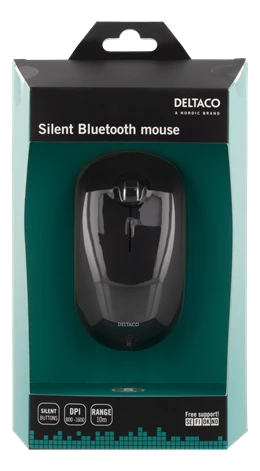 DELTACO Tyli, Bluetooth pelė 1x AA, 800-1600 DPI, 125 Hz, juoda / MS-900