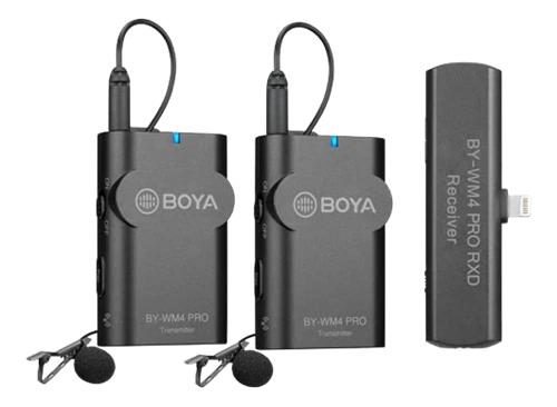 „BOYA BY-WM4 Pro-K4“, bevielio mikrofono sistema, skirta „iOS“ įrenginiams, 2,4 GHz, juoda / BOYA10162