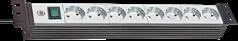 Brennenstuhl 19 "1.5", 8xCEE 7/4, 1xCEE 7/7, pet-protected connectors, 3m cable, sidabrinis / juodas 1156057018 / GT-663
