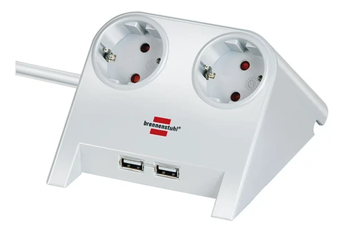 Brennenstuhl ilgiklis su 2xUSB įkroviklio 1,8 m laidu. 2 krypčių baltas 1153520222 / GT-634