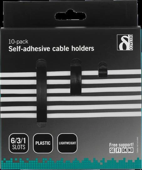 Kabelių laiklis DELTACO 10-pack, juodas / CM519