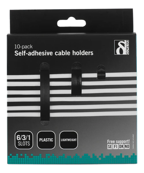 Kabelių laiklis DELTACO 10-pack, juodas / CM519