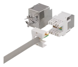 Cat6" ekranuotas "Keystone" lizdas, LSA / 110 jungtis, plastikinis, 180 DELTACO balta/metalo / MD-119