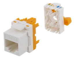 Cat6A "Keystone" lizdas, plastikinis DELTACO baltas / oranžinis / MD-123