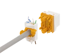 Cat6A "Keystone" lizdas, plastikinis DELTACO baltas / oranžinis / MD-123