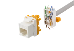 Cat6A "Keystone" lizdas, plastikinis DELTACO baltas / oranžinis / MD-123