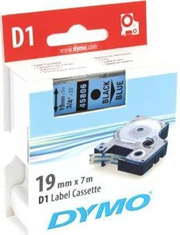 D1, prekės ženklo juosta, 19mm, juodas tekstas ant mėlynos juostos, 7m - 45806 DYMO / S0720860