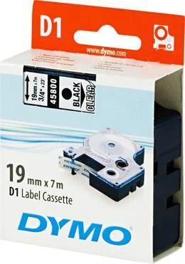 D1, žymėjimo juosta, 19mm, juodas tekstas ant skaidrios juostos, 7m - 45809 DYMO / S0720820