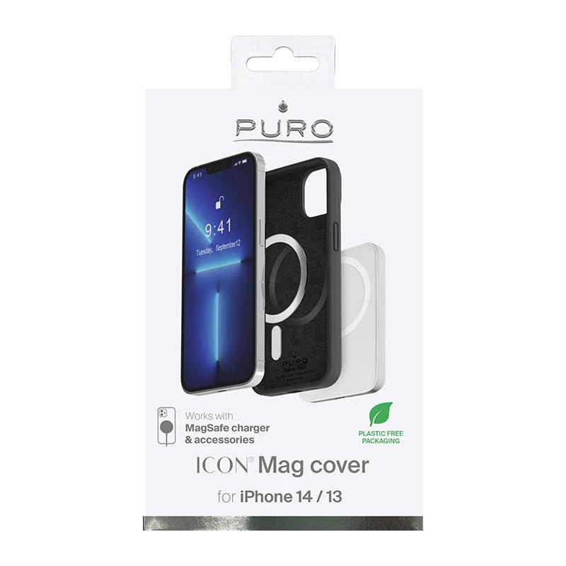 PURO ICON MAG MagSafe dėklas skirtas Apple iPhone 14/13 6,1", juodas