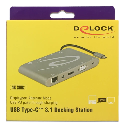 DELOCK USB Type-C 3.1 prijungimo stotis 4K 30 Hz