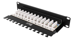 DELTACO 10-PATCH16 Patch Panel, 12 Ports, Cat6, UTP, Juodas / 10-PATCH16