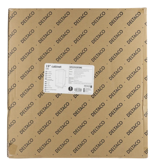 DELTACO 19" spintelė, 12U, 540x450mm, stovima arba montuojama ant sienos, stiklinės durys, juodas / 19-5412B