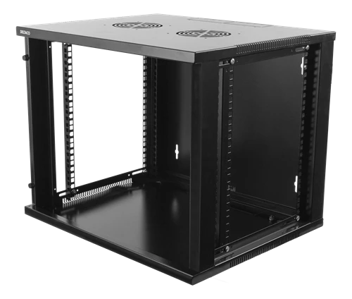 DELTACO 19" spintelė, 9U, 540x450mm, stovi arba montuojama į sieną, stiklinės durys, juodas / 19-5409B