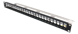 DELTACO 19 "Keystone patch panelė, 24 jungtys, 1U, įžeminimo kabelis, metalinis, juodas / PAN-214