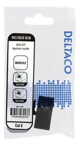 DELTACO Cat6 "Keystone" jungtis, ekranuotas, 2xRJ45,, 180, Metalinis / MD-126