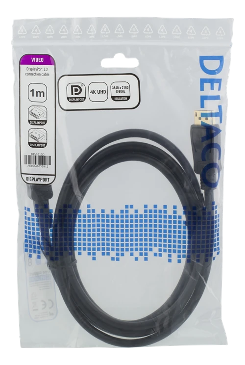 DisplayPort laidas Deltaco 1 m pakuotėje