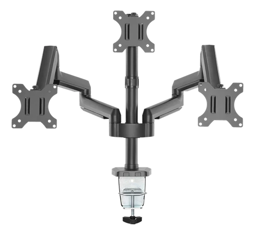 Monitoriaus laikiklis su dujine spyruokle DELTACO OFFICE aliuminis, pakeliamas, pasukamas, apsukamas, 17 "-27", 1,5-7kg, 75x75-100x100, juodas / ARM-0352