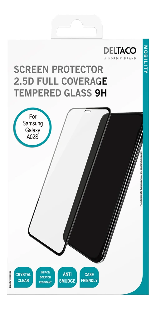 „DELTACO“ ekrano apsauga, „Galaxy A02s“, 2,5D stiklas SCRN-A02S