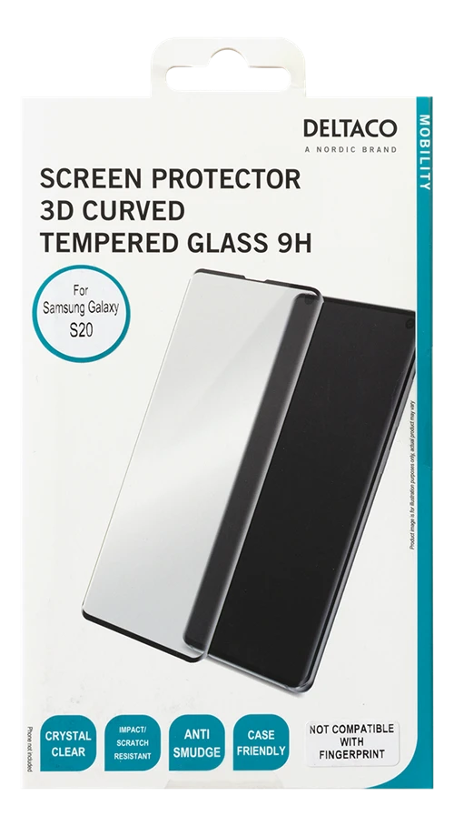 DELTACO ekrano apsauga, „Galaxy S20“, 3D lenktas stiklas SCRN-20SA62