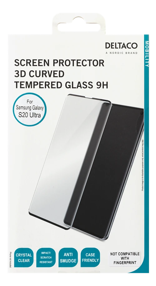 DELTACO ekrano apsauga, „Galaxy S20 Ultra“, 3D lenktas stiklas