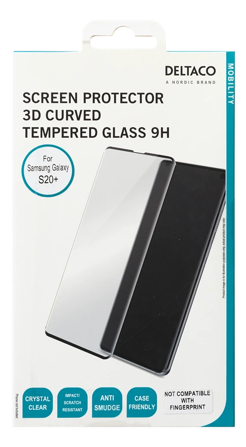 DELTACO ekrano apsauga, „Galaxy S20 +“, 3D lenktas stiklas