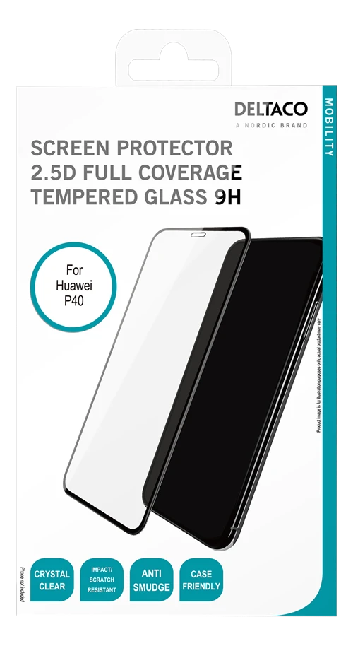 DELTACO ekrano apsauga Huawei P40, 2.5D stiklo, dengia visą ekraną SCRN-P40