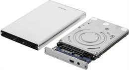 Deltaco 2.5 colio HDD dėžutė su atidarytu korpusu