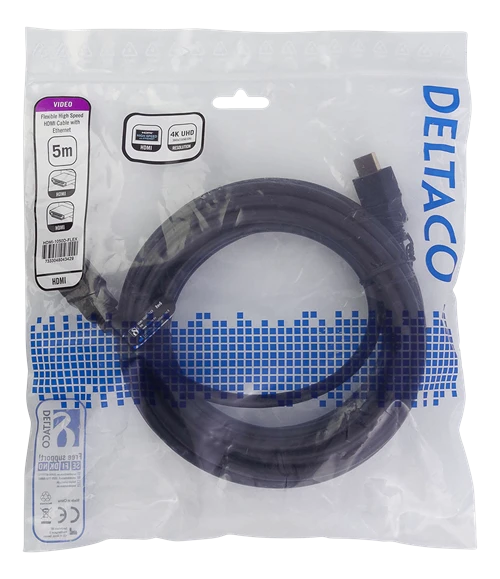 Deltaco 5m HDMI laidas pakuotėje