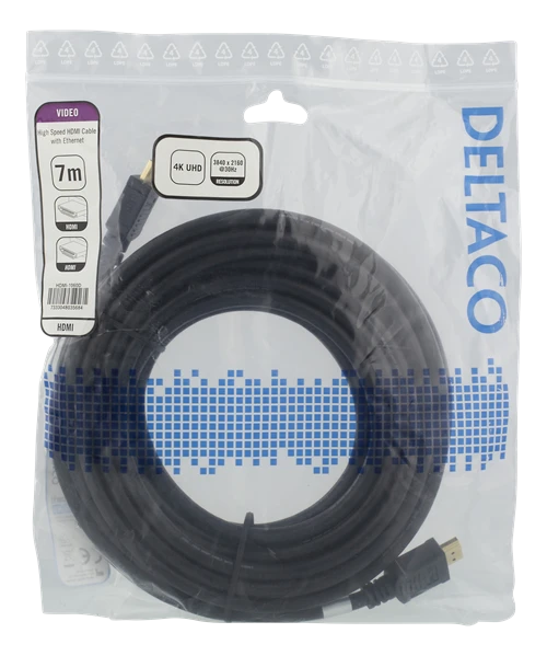 Deltaco 7m HDMI kabelis pakuotėje