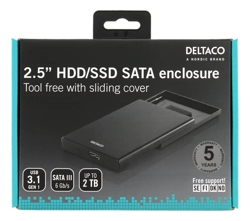 Deltaco 2.5 colio HDD korpuso pakuotė