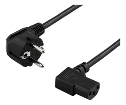 DELTACO įžemintas kabelis, kampinis CEE 7/7, IEC 60320 C13, 10m, 250V / 10A, juodas / DEL-111D