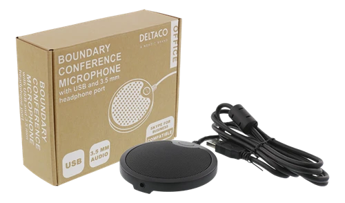 Mikrofonas DELTACO OFFICE su USB ir 3,5 mm garso prievadu, VoIP / Skype, juodas / DELC-0002
