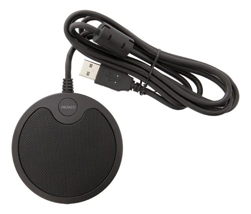 Mikrofonas DELTACO OFFICE su USB ir 3,5 mm garso prievadu, VoIP / Skype, juodas / DELC-0002