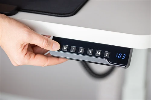 Elektrinis darbo stalas DELTACO OFFICE su pakeliamu stalviršiu ir LED valdymo skydeliu, baltas / DELO-0100