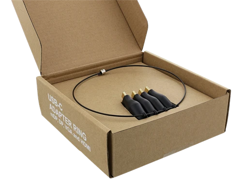 DELTACO OFFICE USB-C adapterių komplektas, mDP, DP, VGA, HDMI, juodas / USBC-AR1
