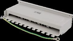 DELTACO Patch Panel, 8xRJ45, Cat6a, montuojamas ant sienos, 10Gbps, Krone terminalai, metalinis, pilkas / PAN-210