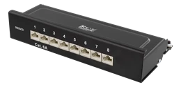 DELTACO Patch Panel, 8xRJ45, Cat6a, Montuojamas ant sienos, 10Gbps, Krone terminalai, Metalas, Juodas / PAN-211