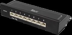 DELTACO Patch Panel, 8xRJ45, Cat6a, Montuojamas ant sienos, 10Gbps, Krone terminalai, Metalas, Juodas / PAN-211