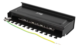 DELTACO Patch Panel, 8xRJ45, Cat6a, Montuojamas ant sienos, 10Gbps, Krone terminalai, Metalas, Juodas / PAN-211