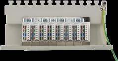 DELTACO Patch Panel, 8xRJ45, Cat6a, montuojamas ant sienos, 10Gbps, Krone terminalai, metalinis, pilkas / PAN-210